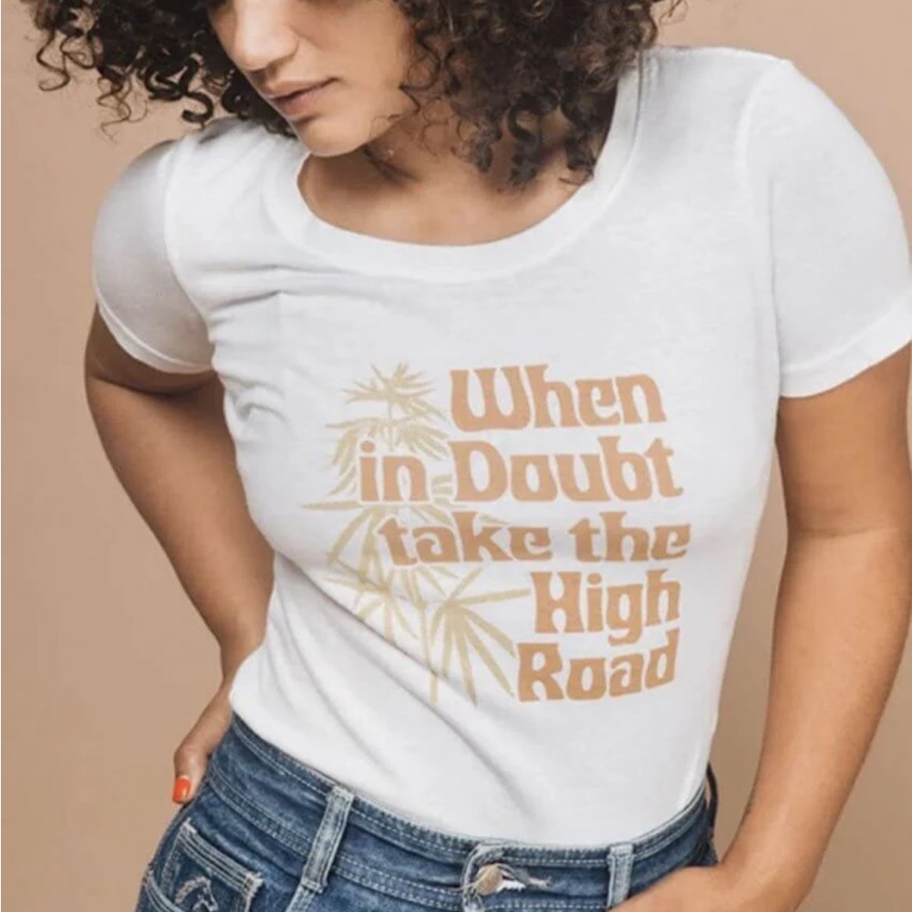 the Bee & the Fox When in Doubt, take the high road tee in size medium NWT